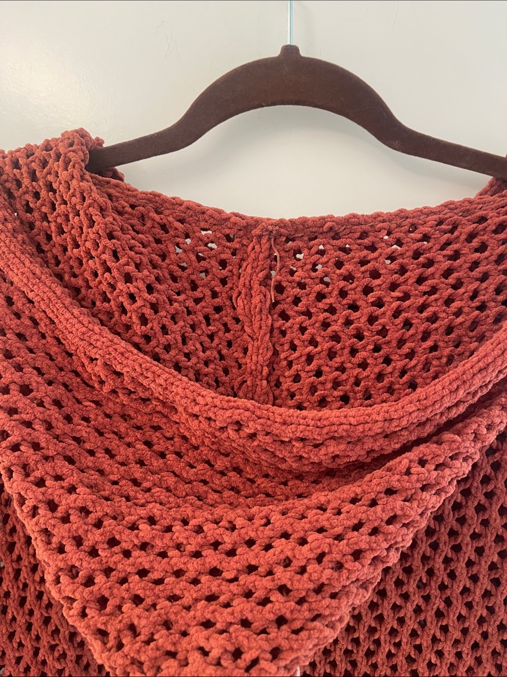 Miracle Rust Open-Weave Chenille Tie-Neck Pullover - Picture 10 of 10